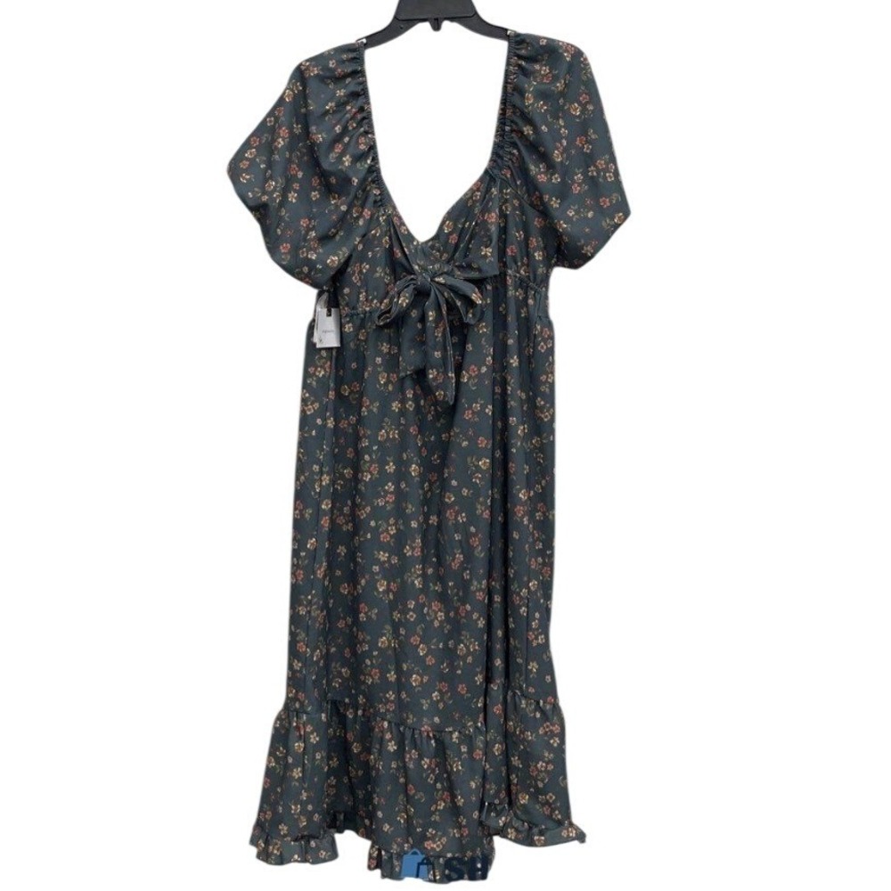 Originality Floral Flutter Sleeve Peasant Midi Dress Teal XL E1030Y522DI - Picture 3 of 5